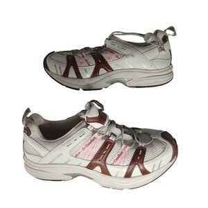 Dr Comfort Refresh Women Shoes White Brown Pink Mesh Leather Lace Up Comfort 10W